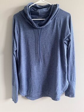 ATHLETA Blue Heather Cowl Neck Pullover Hoodie